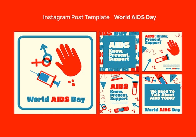 Kostenlose PSD instagram-beiträge zum welt-aids-tag