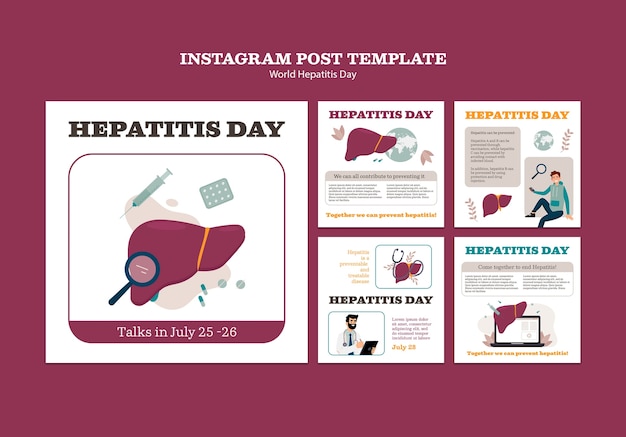 Kostenlose PSD instagram-beiträge zum welt-hepatitis-tag