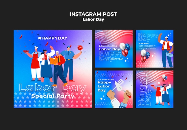 Kostenlose PSD instagram-beiträge zur feier des arbeitstages