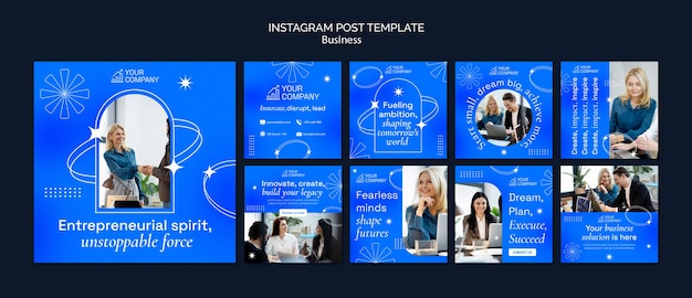 Kostenlose PSD instagram-beiträge zur geschäftsstrategie im flachen design