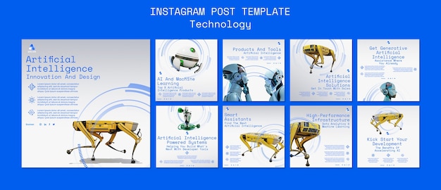 Kostenlose PSD instagram-beiträge zur gradient-ki-technologie