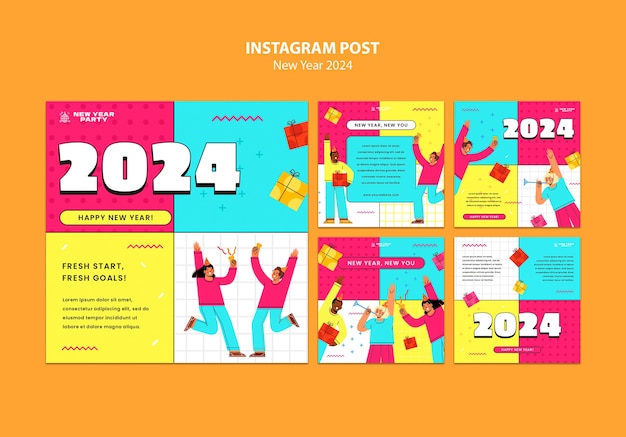 Instagram-beiträge zur neujahrsfeier 2024