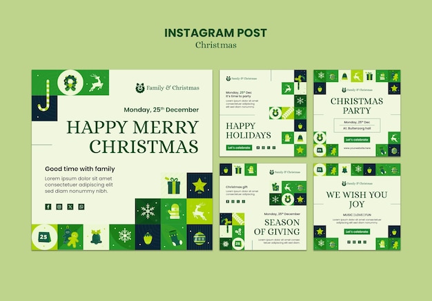 Kostenlose PSD instagram-beiträge zur weihnachtsfeier