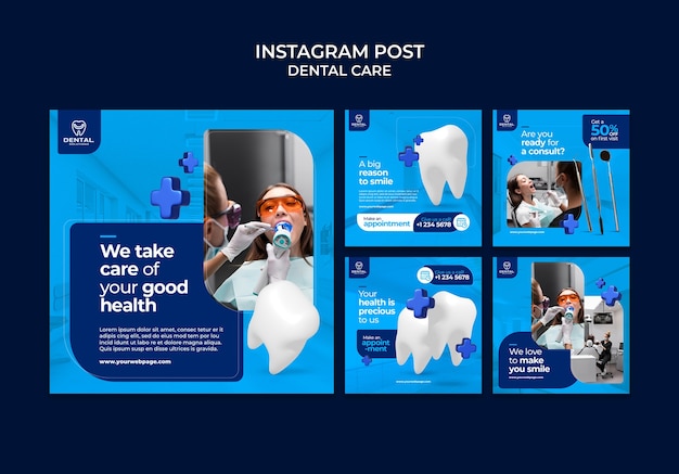 Kostenlose PSD instagram-beiträge zur zahnpflege