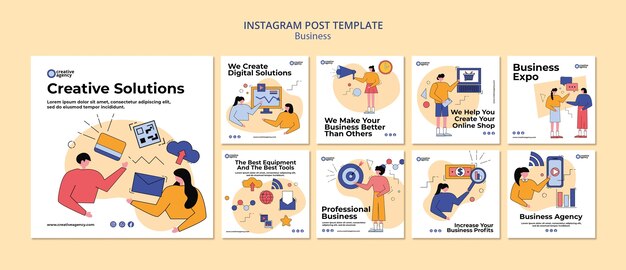 Instagram-Beitragsvorlage für flaches Design