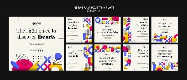 Instagram-Beitragsvorlage für Kreativität im flachen Design