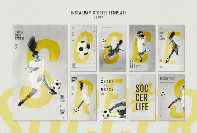 Instagram Geschichten des weiblichen Fußballspielers