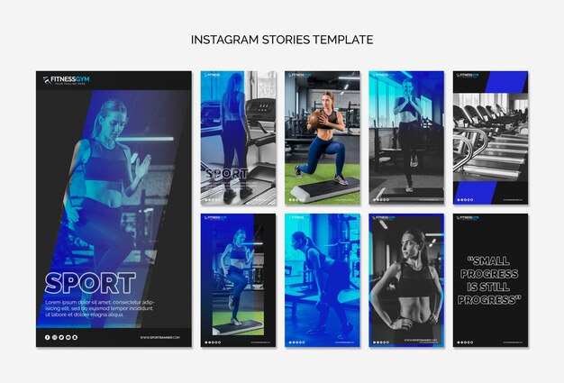 Instagram Geschichten Sammlung mit Fitness-Konzept