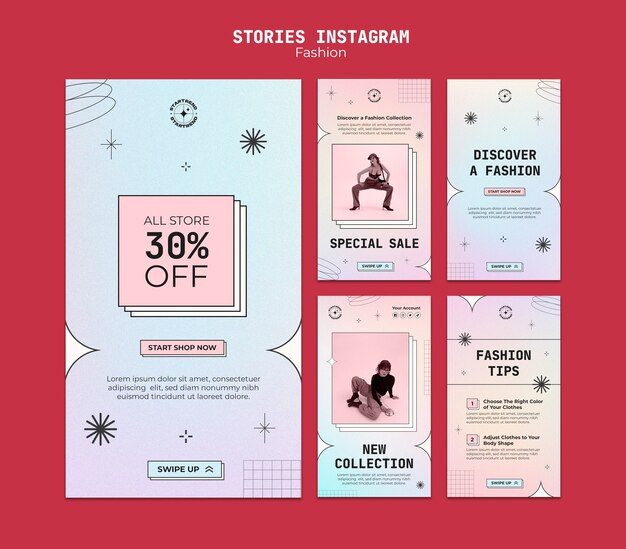 Instagram-Geschichten über Modetrends mit Farbverlauf