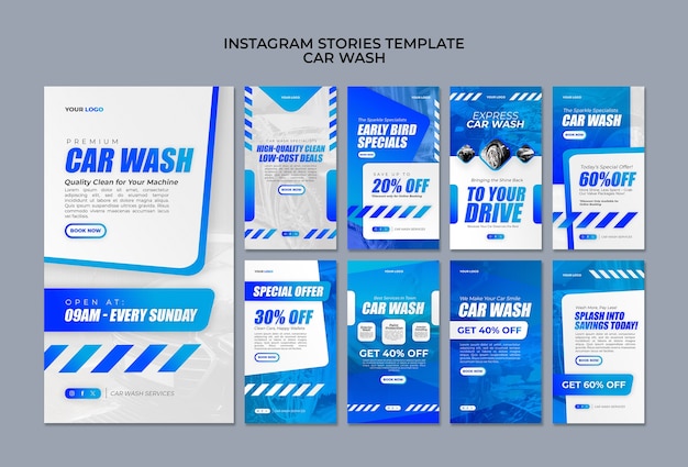 Kostenlose PSD instagram-geschichten von gradient car wash