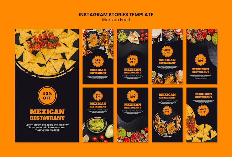 Kostenlose PSD instagram-geschichten-vorlage für mexikanisches essen