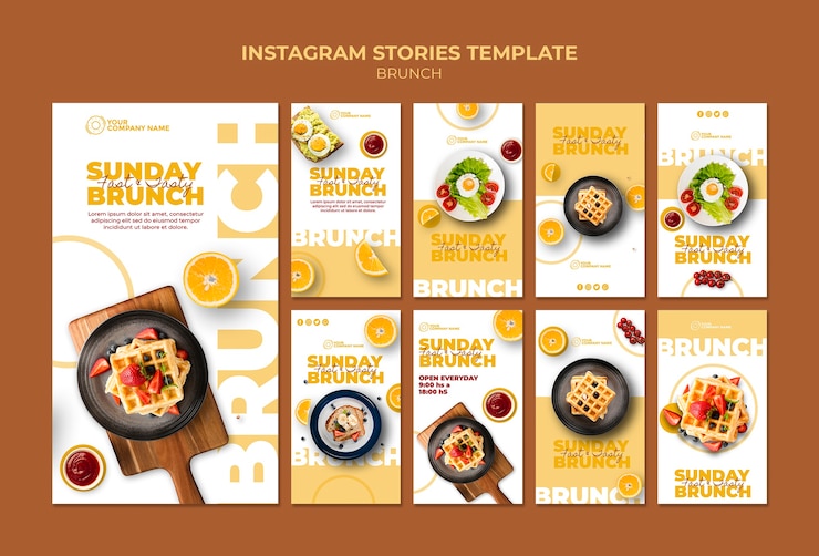 Kostenlose PSD instagram geschichten vorlage mit brunch thema