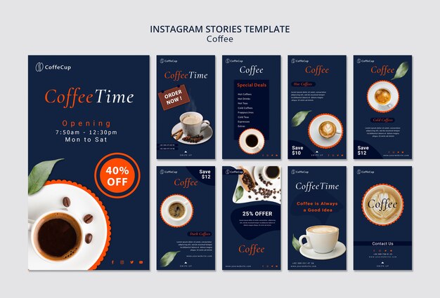 Instagram Geschichten Vorlage mit Kaffee