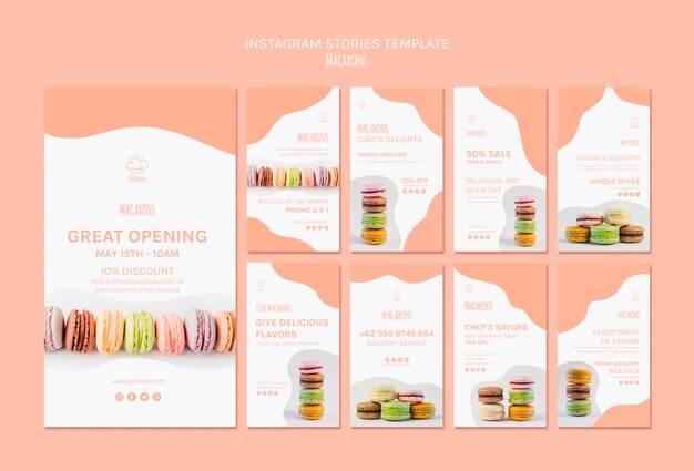 Kostenlose PSD instagram geschichten vorlage mit macarons