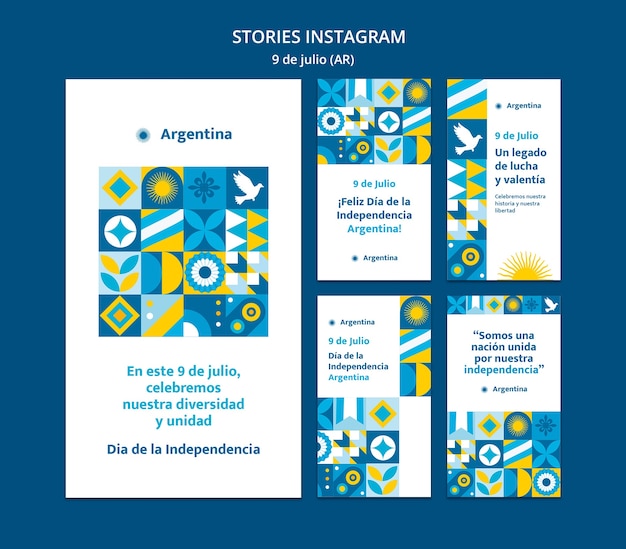 Kostenlose PSD instagram-geschichten zum argentinischen unabhängigkeitstag