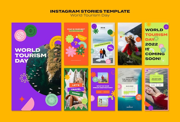 Instagram-geschichten zum welttourismustag mit blumen
