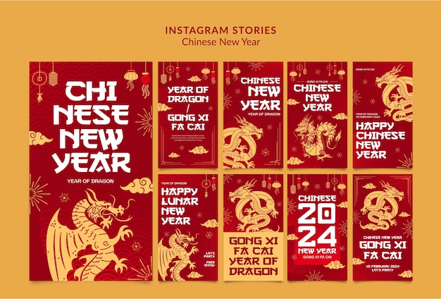 Kostenlose PSD instagram-geschichten zur chinesischen neujahrsfeier