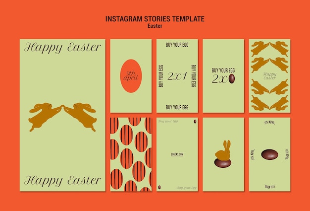 Instagram-geschichten zur osterfeier im flachen design