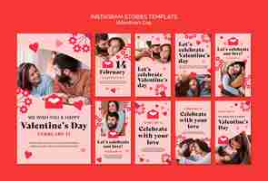 Kostenlose PSD instagram-geschichten zur valentinstagsfeier