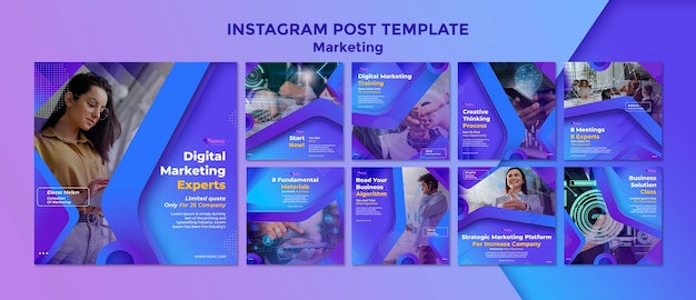 Instagram-post-design-vorlage für gradienten-marketing