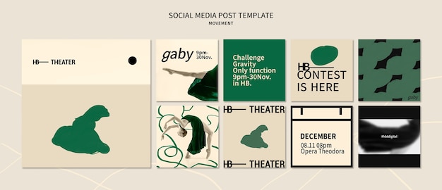 Kostenlose PSD instagram-post-vorlage für bewegung