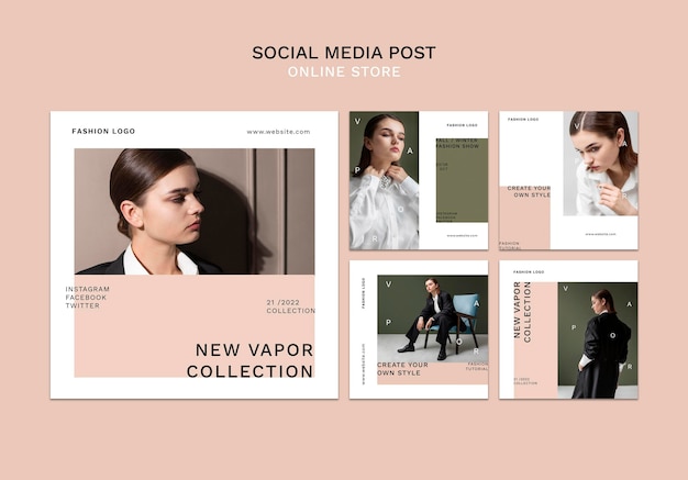 Kostenlose PSD instagram postet sammlung für minimalistischen online-modeladen