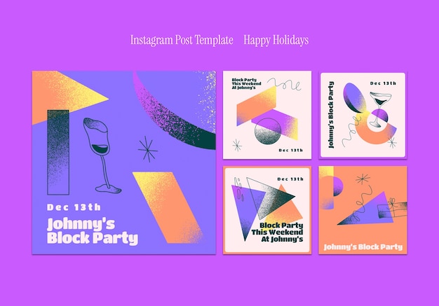 Kostenlose PSD instagram-posts der gradient block party