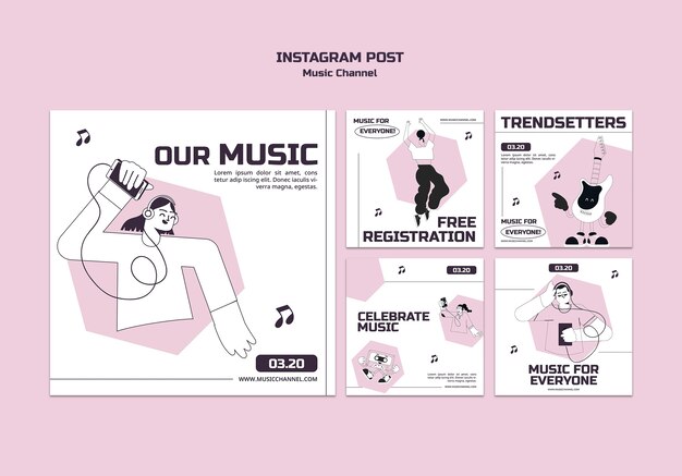 Kostenlose PSD instagram-posts des musikkanals