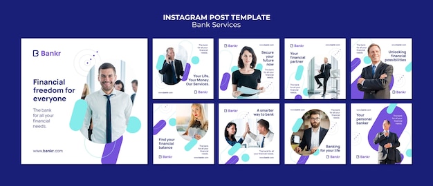 Instagram-Posts für Bankdienstleistungen im flachen Design