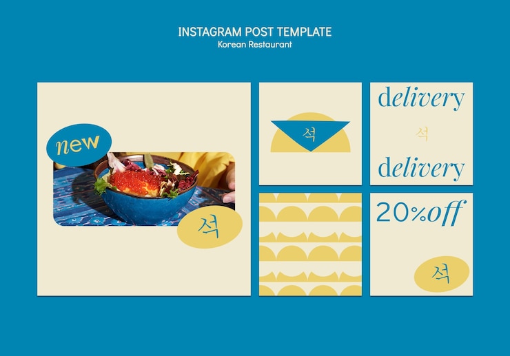 Kostenlose PSD instagram-posts für koreanisches restaurant