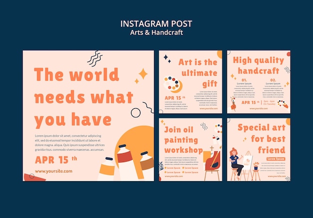 Kostenlose PSD instagram-posts für kunst und handwerk