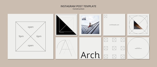 Kostenlose PSD instagram-posts für minimalistische bauprojekte