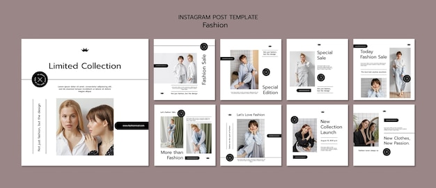 Kostenlose PSD instagram-posts für modetrends im flachen design