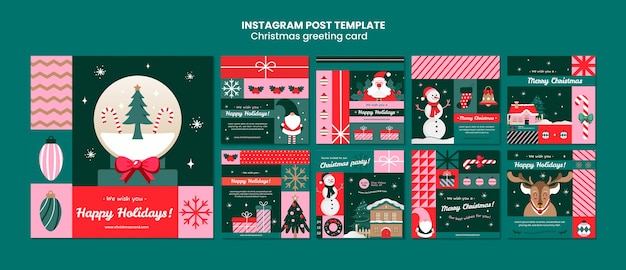 Kostenlose PSD instagram-posts für weihnachtsgrußkarten