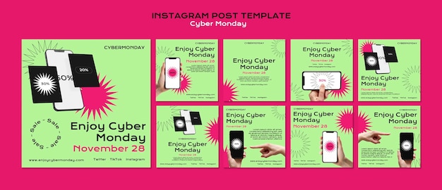 Kostenlose PSD instagram-posts mit cyber-monday-rabatt