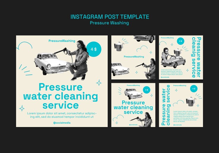 Kostenlose PSD instagram-posts über druckwaschdienste