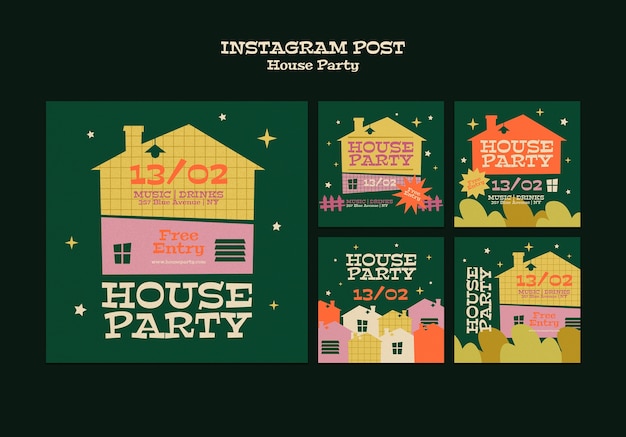 Kostenlose PSD instagram-posts von hausfeiern
