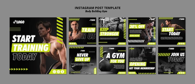 Kostenlose PSD instagram-posts zum bodybuilding-training