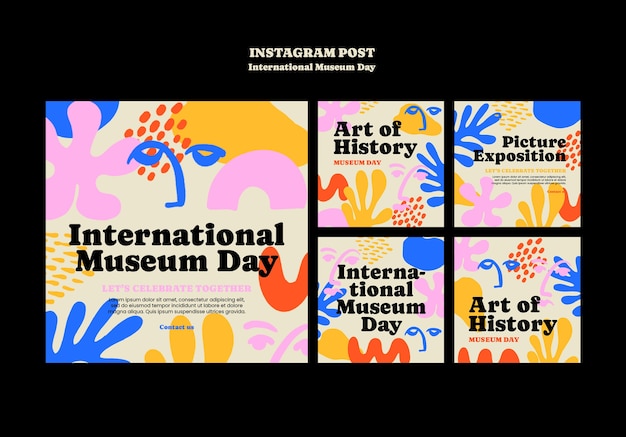 Kostenlose PSD instagram-posts zum internationalen museumstag