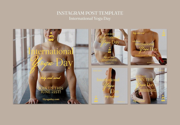 Kostenlose PSD instagram-posts zum internationalen yoga-tag