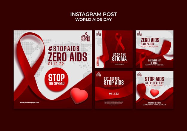 Kostenlose PSD instagram-posts zum welt-aids-tag