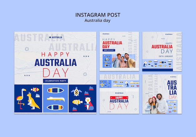 Kostenlose PSD instagram-posts zur feier des australischen tages