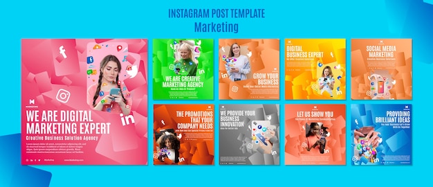 Kostenlose PSD instagram-posts zur marketingstrategie