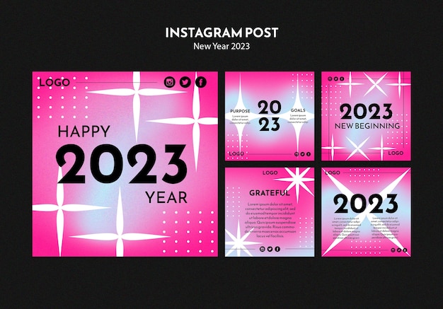 Kostenlose PSD instagram-posts zur neujahrsfeier