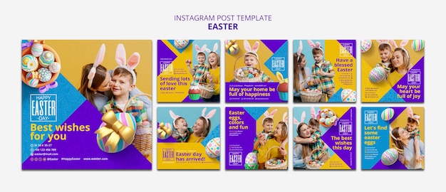 Kostenlose PSD instagram-posts zur osterdagsfeier