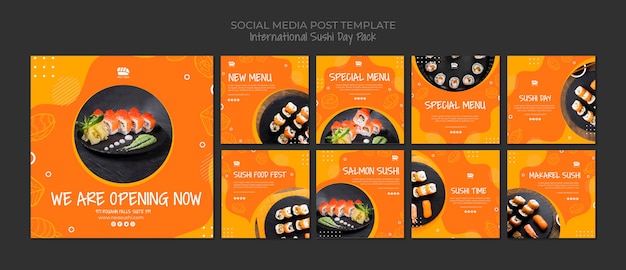 Instagram Social Media Post Sammlung für Sushi Restaurant