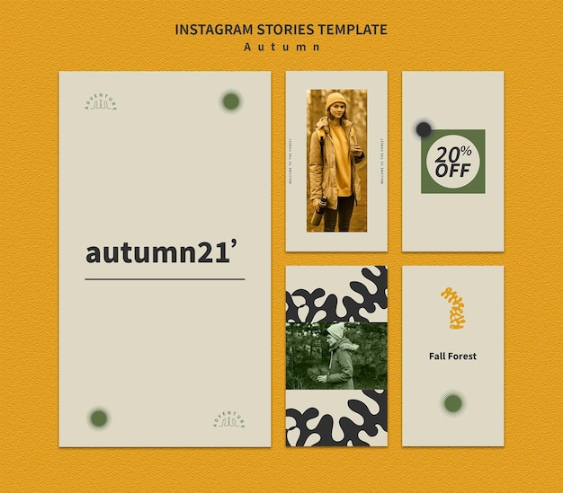 Instagram stories collection für herbstabenteuer im wald