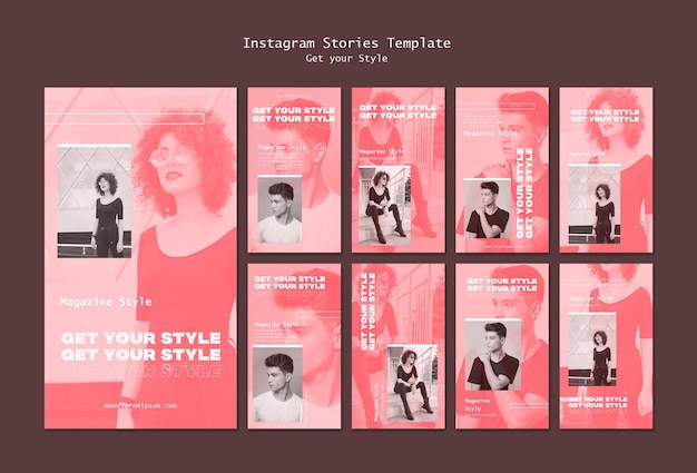 Kostenlose PSD instagram stories pack für das magazin im elektronischen stil