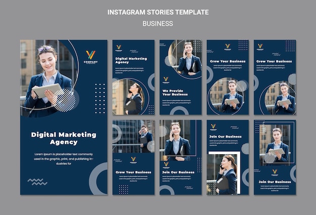 Instagram-storysammlung für die agentur für digitales marketing