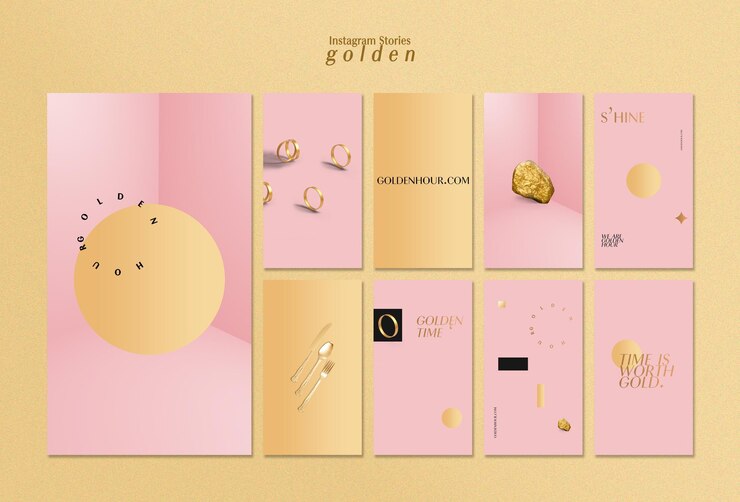 Kostenlose PSD instagram-storysammlung für luxuriöses gold